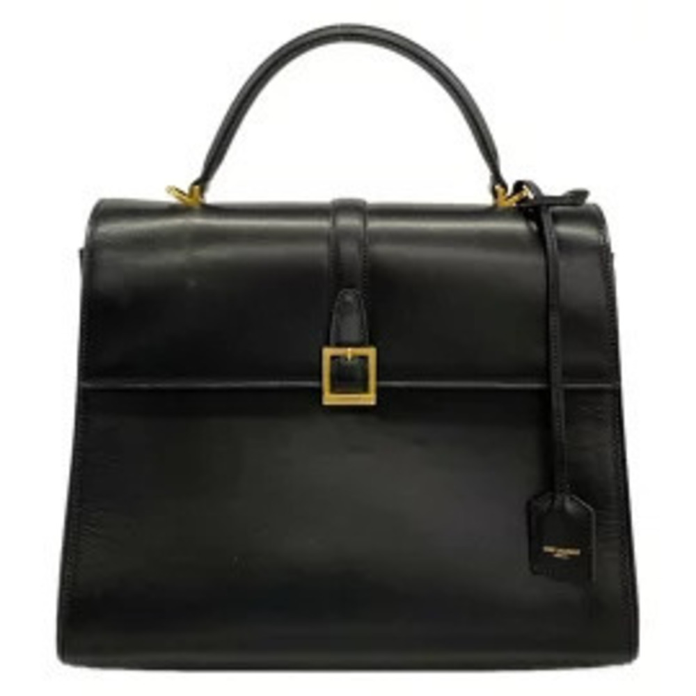 SAINT LAURENT PARIS Fermoire Top Handle Bag Handbag Black Leather